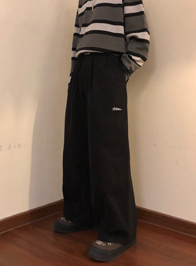 NAGAWL2025秋季新款宽松美式复古日系阔腿休闲裤男痞帅潮流长裤子