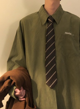 NAGAWL2025秋新款宽松美式复古绿色高级感长袖衬衫男cityboy外套