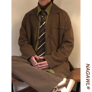 开衫 复古潮牌高街痞帅宽松休闲百搭西装 西服外套男 美式 NAGAWL秋季