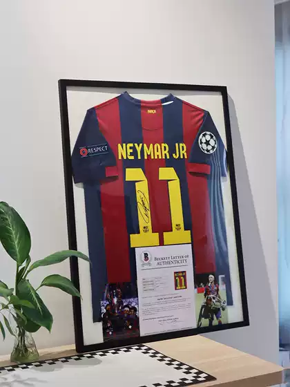 【Includes Jersey】1415 Barcelona Neymar Jersey Framed Star Collection Photo Frame Gift