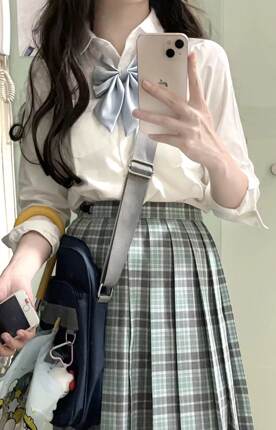 川野奈奈 原绵花糖jk基础款长袖衬衫百搭白色女衬衣日系