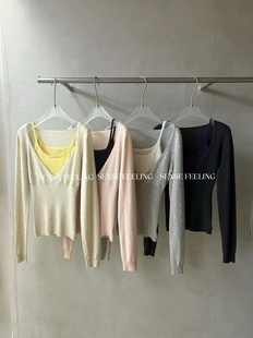 SENEN 上衣 FEELING假两件天丝羊毛吊带收腰针织衫