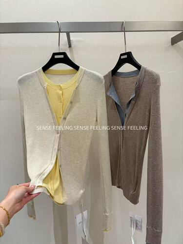 SENSE FEELING26秋冬新款正品假两件双织拼色V领毛织上衣