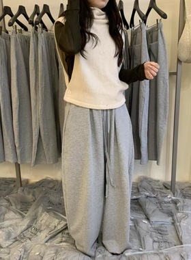 现货Focuse正版2025秋季新品灰色阔腿卫裤