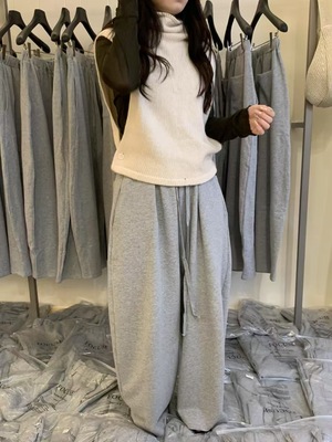 现货Focuse正版2025秋季新品灰色阔腿卫裤