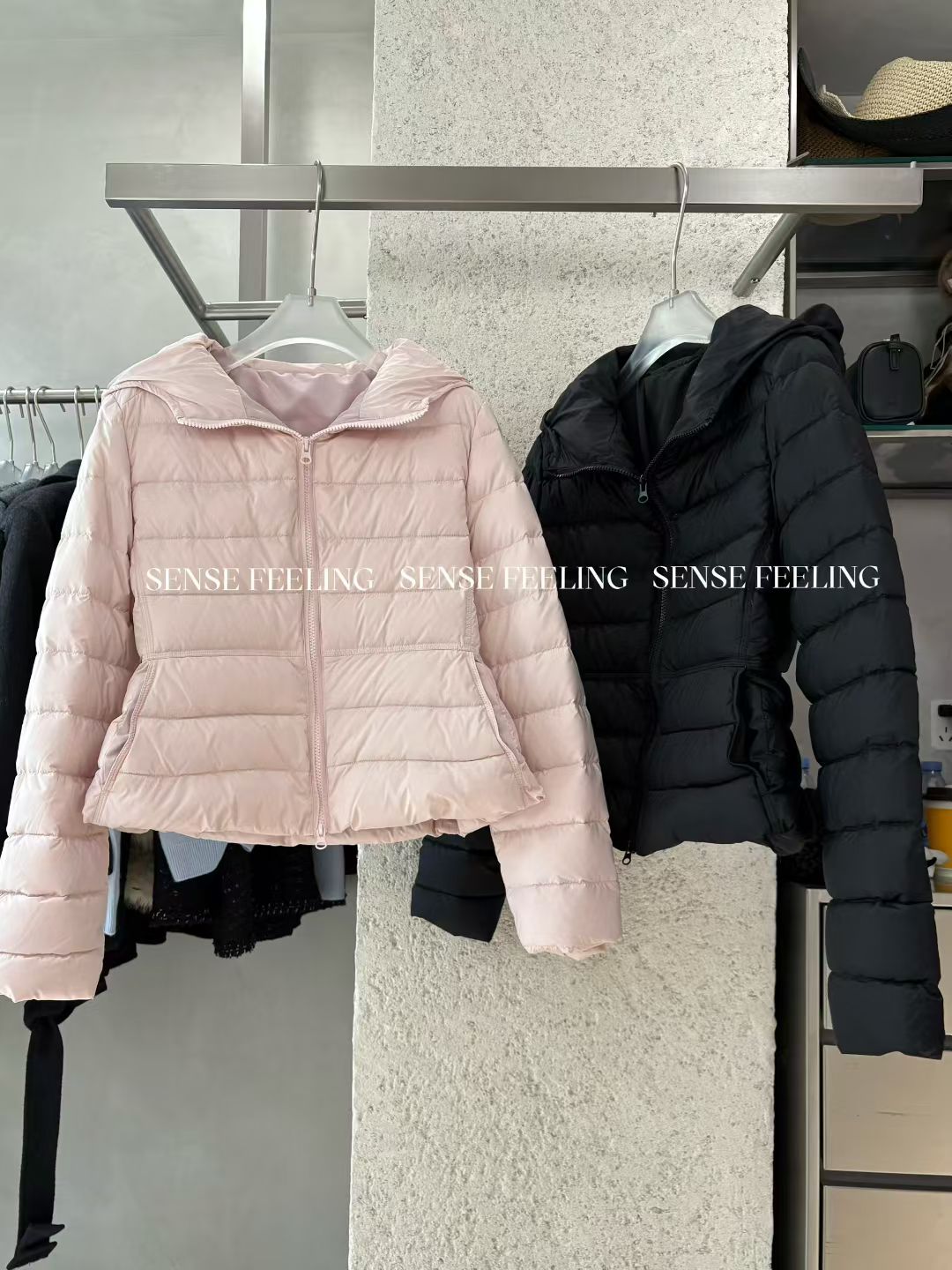 SENSE FEELING上新白鸭绒奶昔粉收腰显瘦曲线排骨羽绒外套