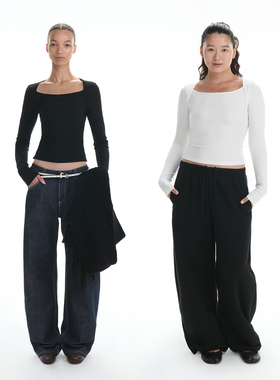 RA everyday 船领蝴蝶结长袖T恤 白色/藏蓝/黑色