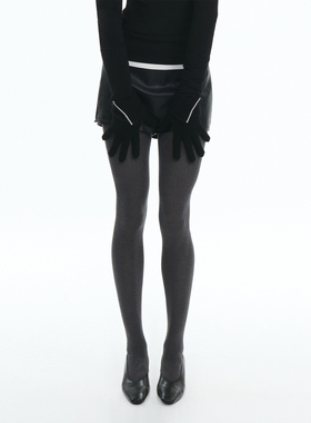 RA everyday 螺纹针织混纺分趾连裤袜 黑色/灰色