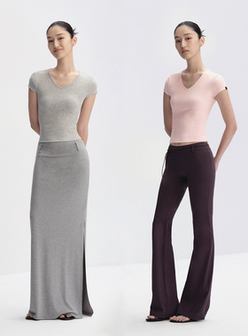 RA everyday“沙漏”小V领短袖T恤 花灰/白色/粉色