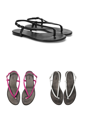 RA everyday“夏令营”平底人字牛皮凉鞋 玫红/黑色/白色