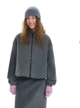 RA everyday “散步”摇粒绒拉链宽松外套 深灰/藏蓝