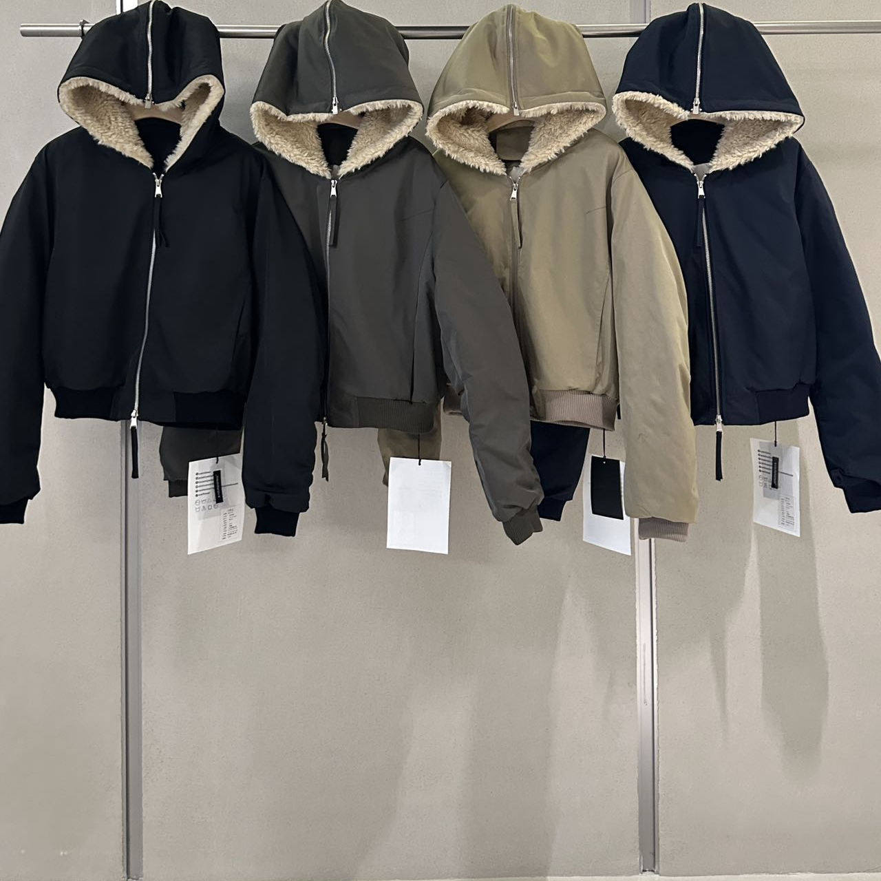 连帽毛领夹棉外套帅气飞行服