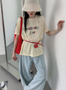 Z.A 圆领彩色字母图案宽松短袖T恤百搭上衣80955