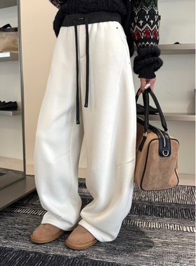 3R3 抽绳松紧腰宽松阔腿加绒休闲裤卫裤2332