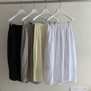 WUZHI 裙6015 松紧腰纯色花苞半身裙中长裙工装