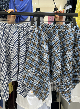 CHEN 松紧腰不规则下摆半身裙显瘦短裙99068