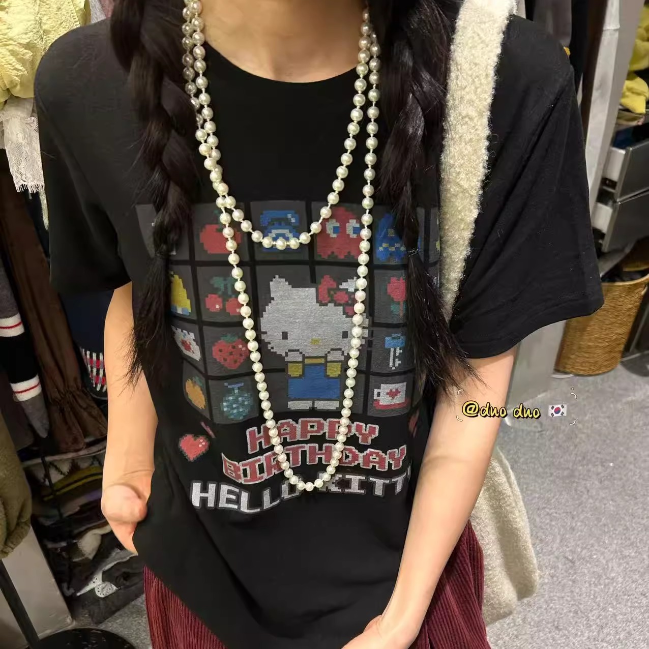 DUODUO圆领字母卡通图案T恤