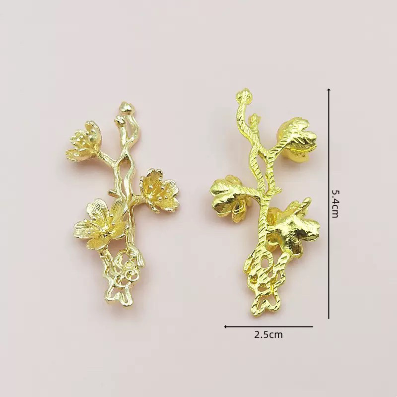 合金保色花朵梅花树枝挂件成对祥云枝吊坠古风diy发簪材料饰品