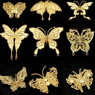 合金立体蝴蝶diy饰品配件古风发簪汉服手工材料