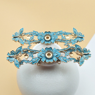 复原合金滴油仿翠手工diy仿烧蓝明制汉服发冠配饰头饰