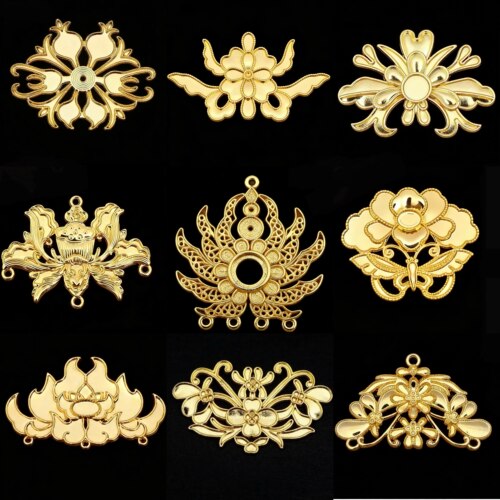 2个价 合金花朵挑牌流苏连接手工中式首饰发冠耳环璎珞项链