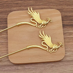 DIY合金保色国风飞凤盘发发簪主体古风新中式双面凤凰发钗U钗