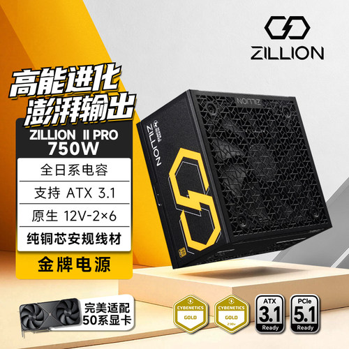 振华卓凌ZILLION II PRO750W金牌全模组ATX3台式台式主机电脑电源