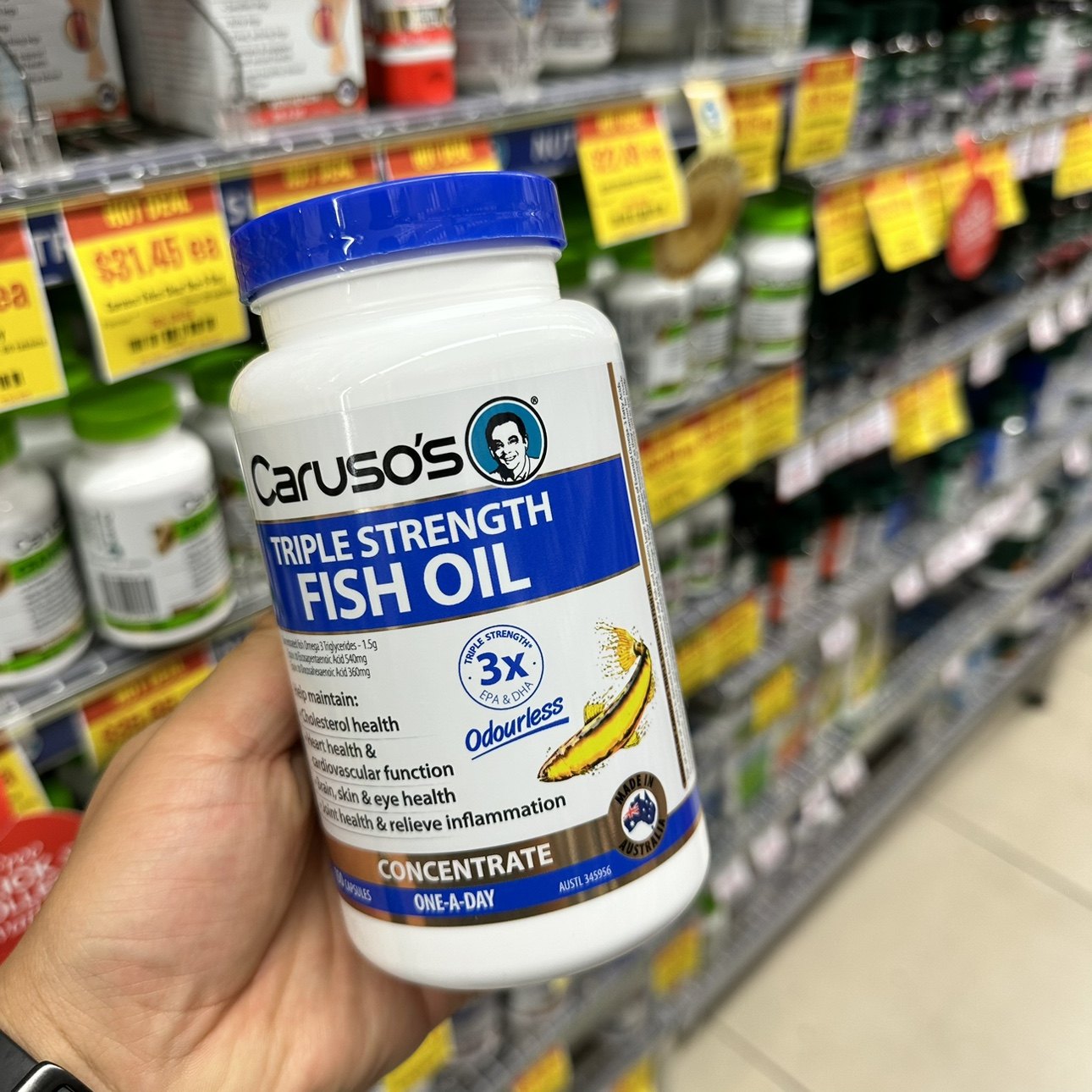 澳洲直邮Carusos三倍高浓度深海鱼油胶囊DHA成人中老年 150粒