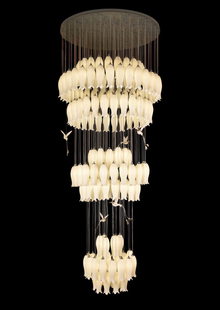 千万豪宅吊灯酒店大堂别墅挑高复式 楼楼梯陶瓷郁金香花朵吊灯