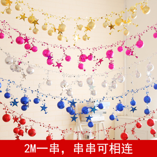 圣诞装饰品吊顶彩球铃铛串圣诞树挂件商场手机店酒店屋顶橱窗吊饰