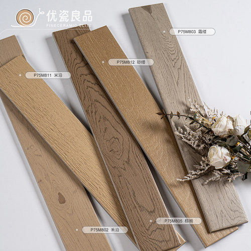 法式复古条形长条木纹砖75x480客厅拼接木纹瓷砖卧室地砖木地板砖