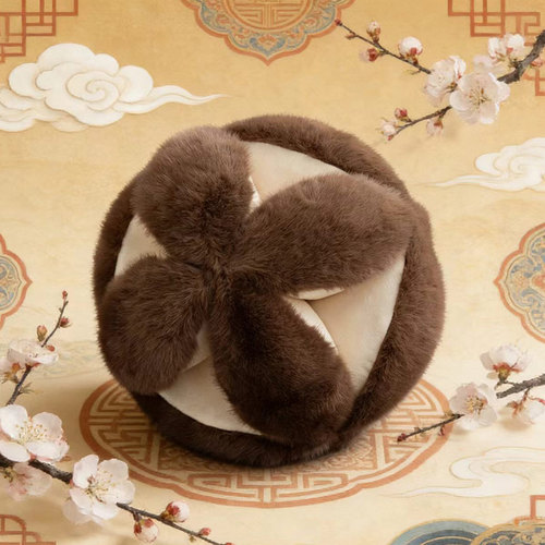 复古中式绣球貂绒手工抱枕