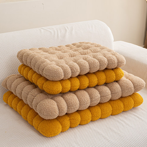 加厚毛绒饼干坐垫办公室久坐靠垫榻榻米垫可爱实用地圆长方形椅垫