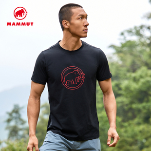 MAMMUT猛犸象QD Logo男士户外经典红标舒适休闲短袖T恤