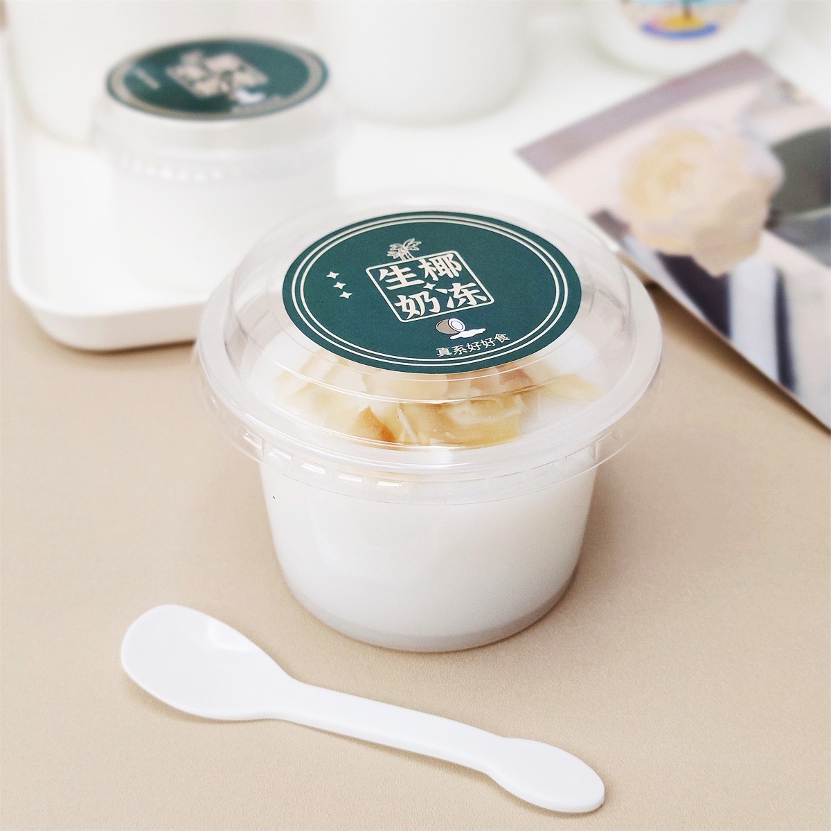 50只生椰奶冻布丁杯商用烘焙包装