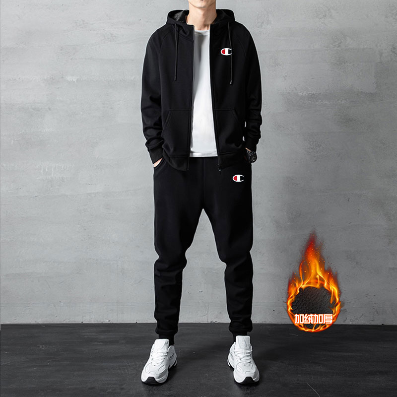 冠军涂鸦2025秋冬宽松加绒运动服