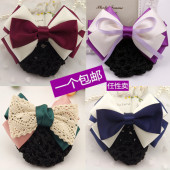 韩国头饰发饰护士职业头花蝴蝶结发网银行职员发夹空姐发网兜 包邮