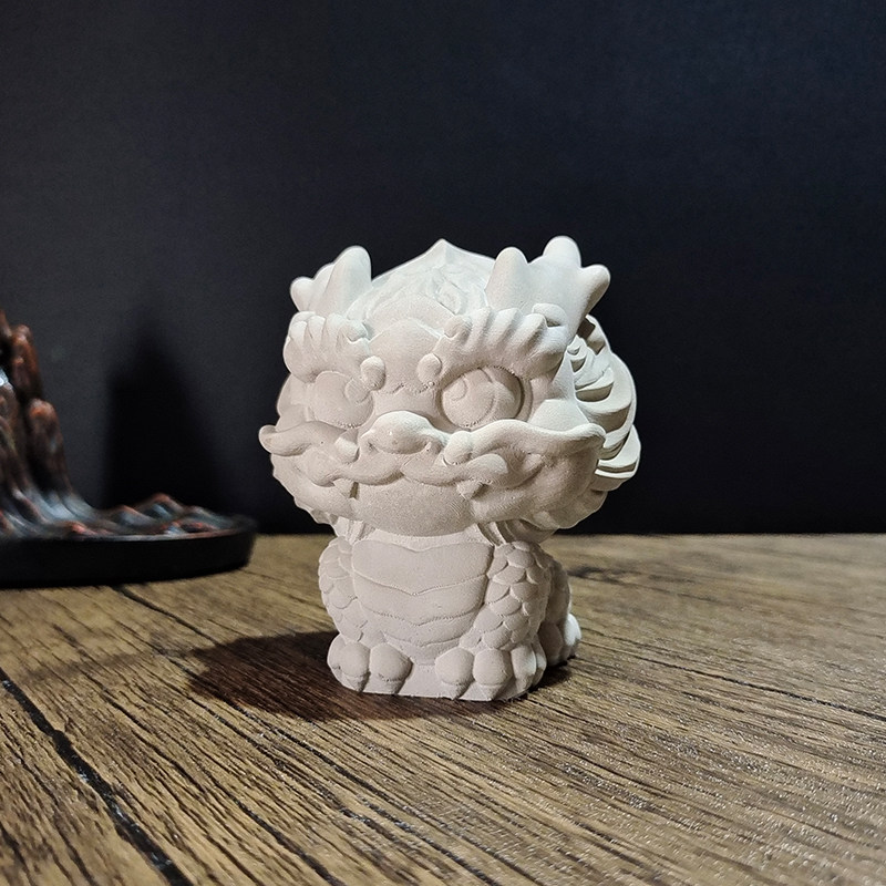 创意桌面水泥q版小神龙书房摆件吉祥物瑞兽家居装饰品景观工艺品