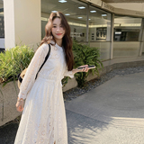 温柔收腰长袖法式显瘦时尚套装辣妈连衣裙碎花度假风碎花气质长袖，女装连衣裙，浙宝253