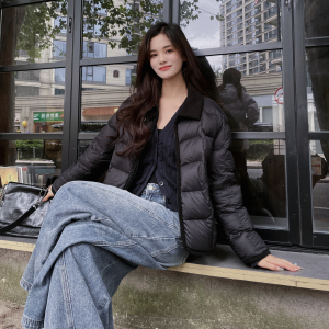 短款翻领鹅绒服女轻薄款外套小个子冬季8028P295K399，女装羽绒服，浙宝253