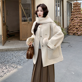 现货2025秋冬韩版双面呢大衣圆领百搭短款羊毛外套8022P235K335，女装毛呢外套，浙宝253