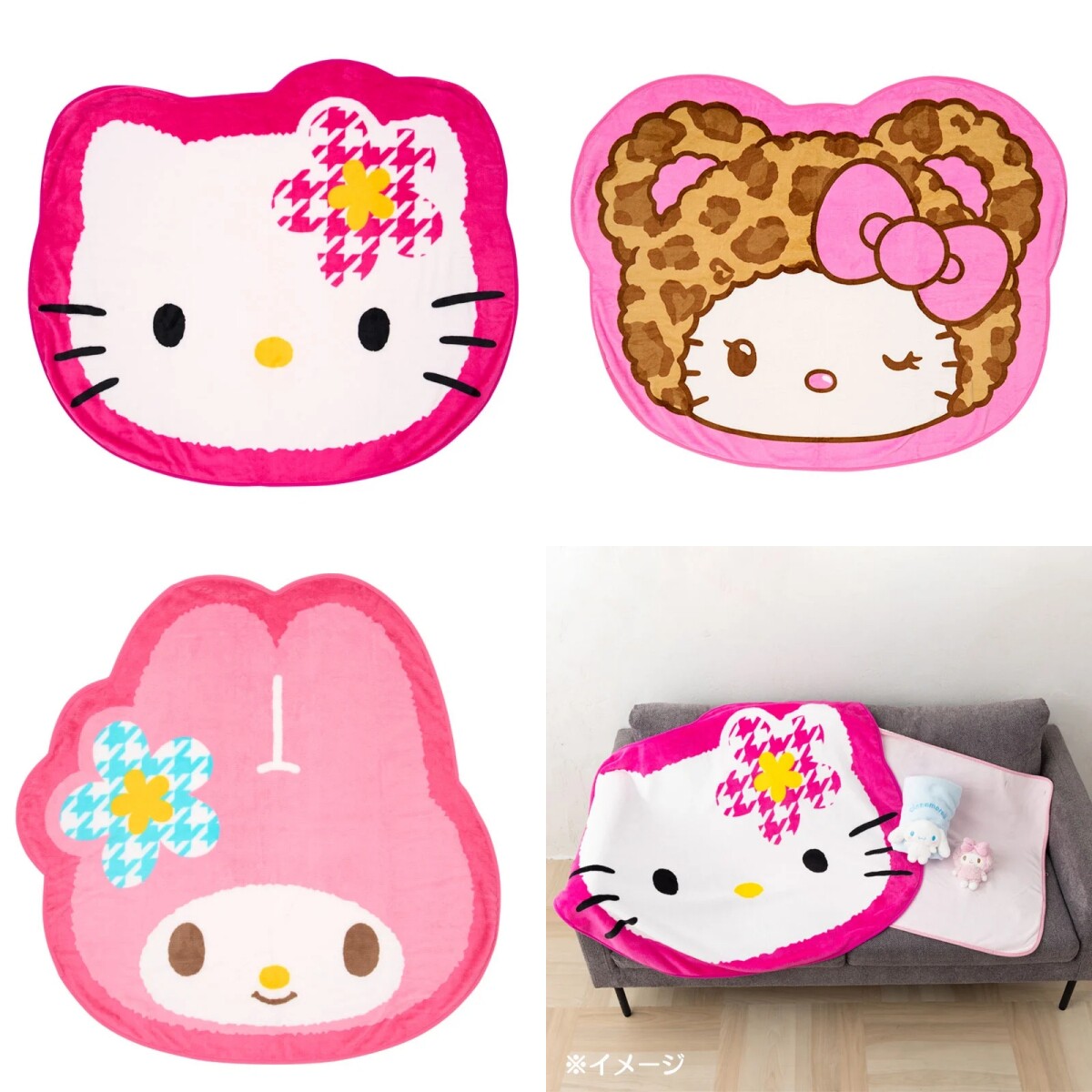 日本正版Sanrio三丽鸥HelloKitty凯蒂猫美乐蒂异形毛毯子空调毯