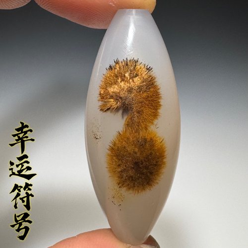 天然玛瑙玉髓珠子天珠象形珠宝奇石图案原石打磨毛毛眼睛石 031