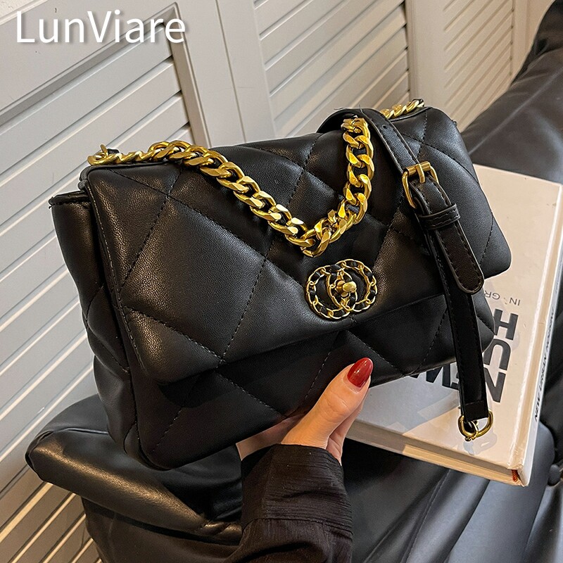 LunViare女士菱格链条斜挎包手提