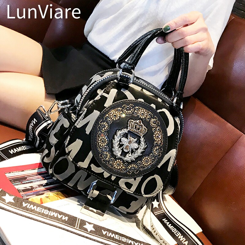 法国时尚品牌字母双肩包女包潮流爆款时尚斜挎包洋气小背包三用包