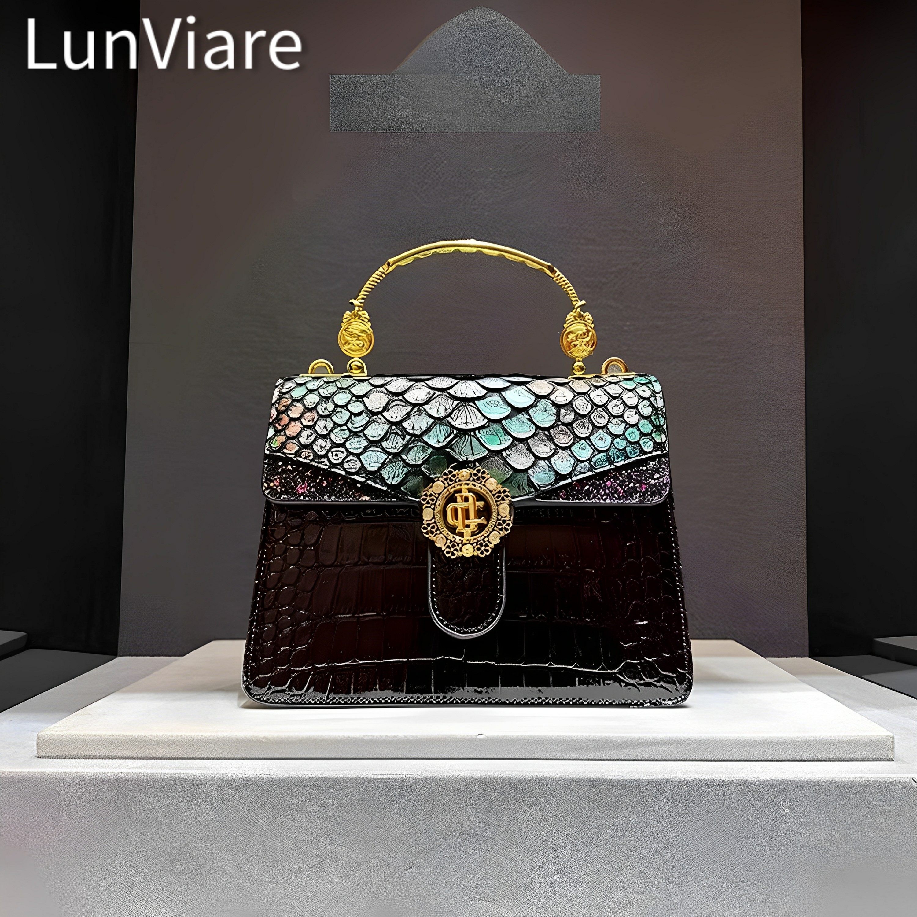 法国真皮女包2026新款时尚鳄鱼纹高级手提包单肩斜挎小方包龙鳞片,箱包皮具/热销女包/男包,手拿包,淘宝优惠券,粉丝福利购,淘宝优惠卷