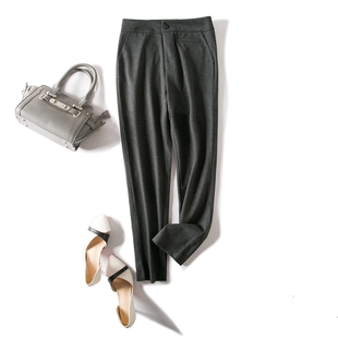 通勤百搭笔挺有型呢料感铅笔裤 优质做工显瘦美腿小直筒西裤女秋