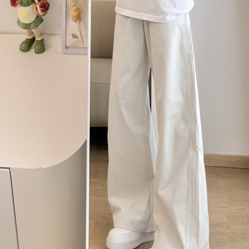 夏季冰丝宽松大码直筒弯刀裤子