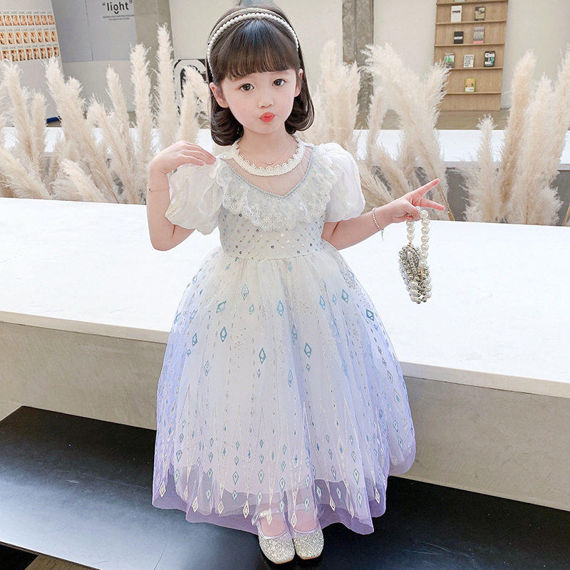 新款冰雪奇缘2白色艾莎公主裙cosplay爱莎elsa六一儿童演出表演服