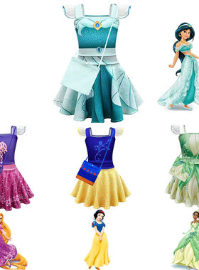 Tiana蒂安娜公主裙cosplay儿童六一万圣节衣服女童迪士尼演出礼服